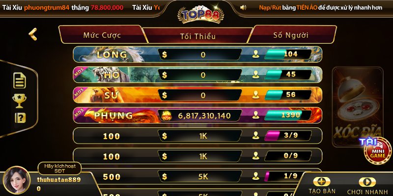 So sánh ưu điểm xóc đĩa Top88 và phiên bản truyền thống